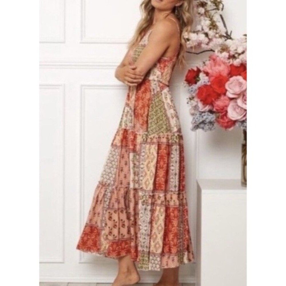 Anthropologie Abel The Label Patchwork Gypiana Tiered Maxi Bohemian Dress XS